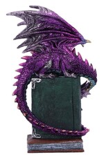 Alator Giftware & Lifestyle - Dragon Fable - Paarse Draak op Boek Beeldje 24cm