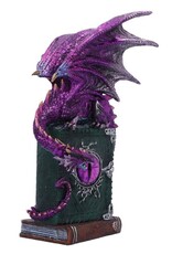 Alator Giftware & Lifestyle - Dragon Fable - Paarse Draak op Boek Beeldje 24cm