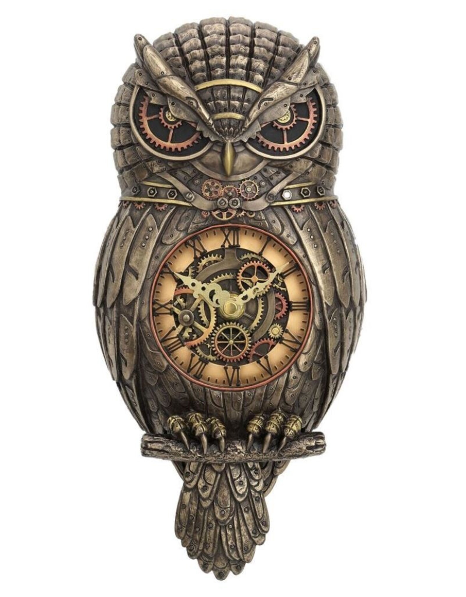 Veronese Design Giftware & Lifestyle - Steampunk Owl Pendulum Wall Clock