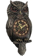 Veronese Design Giftware & Lifestyle - Steampunk Owl Pendulum Wall Clock