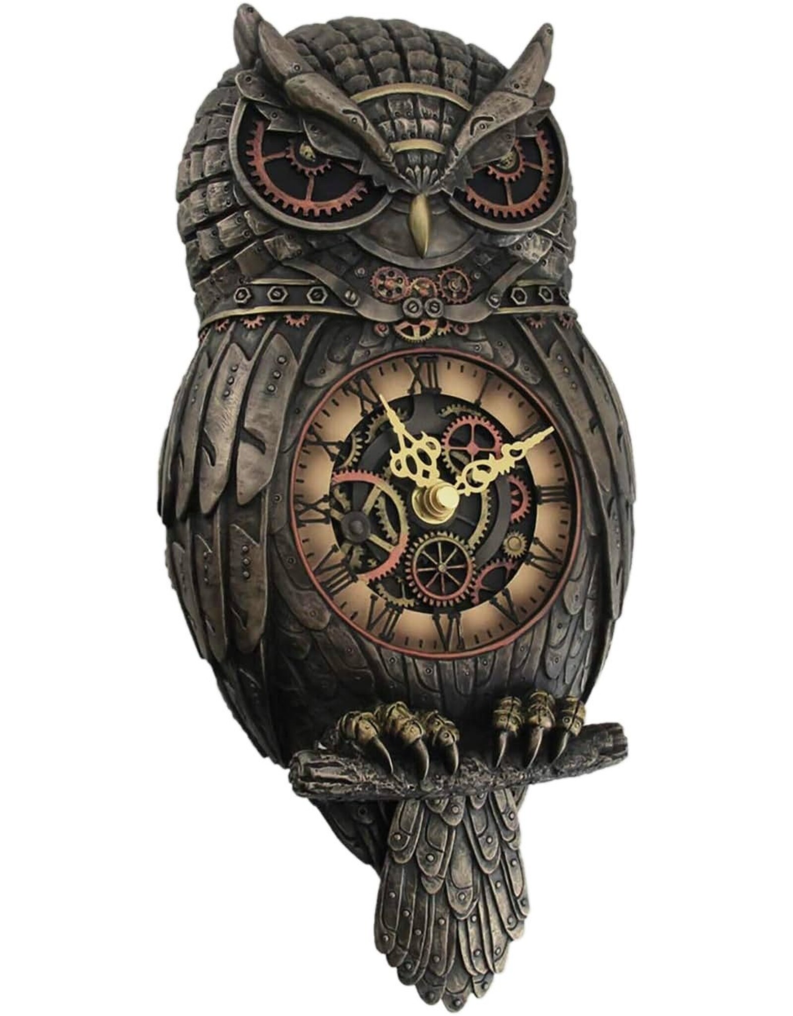 Veronese Design Giftware & Lifestyle - Steampunk Owl Pendulum Wall Clock