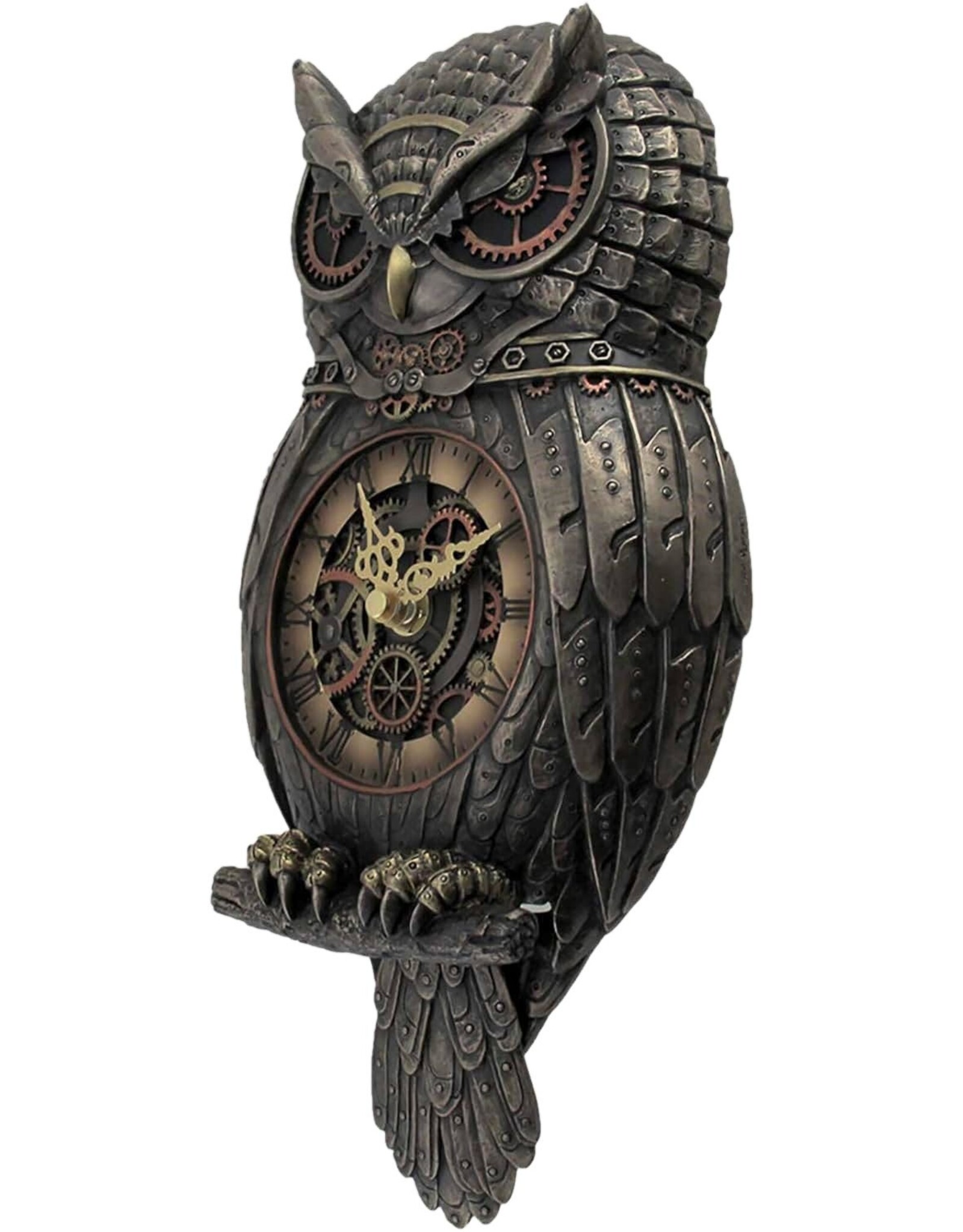 Veronese Design Giftware & Lifestyle - Steampunk Owl Pendulum Wall Clock