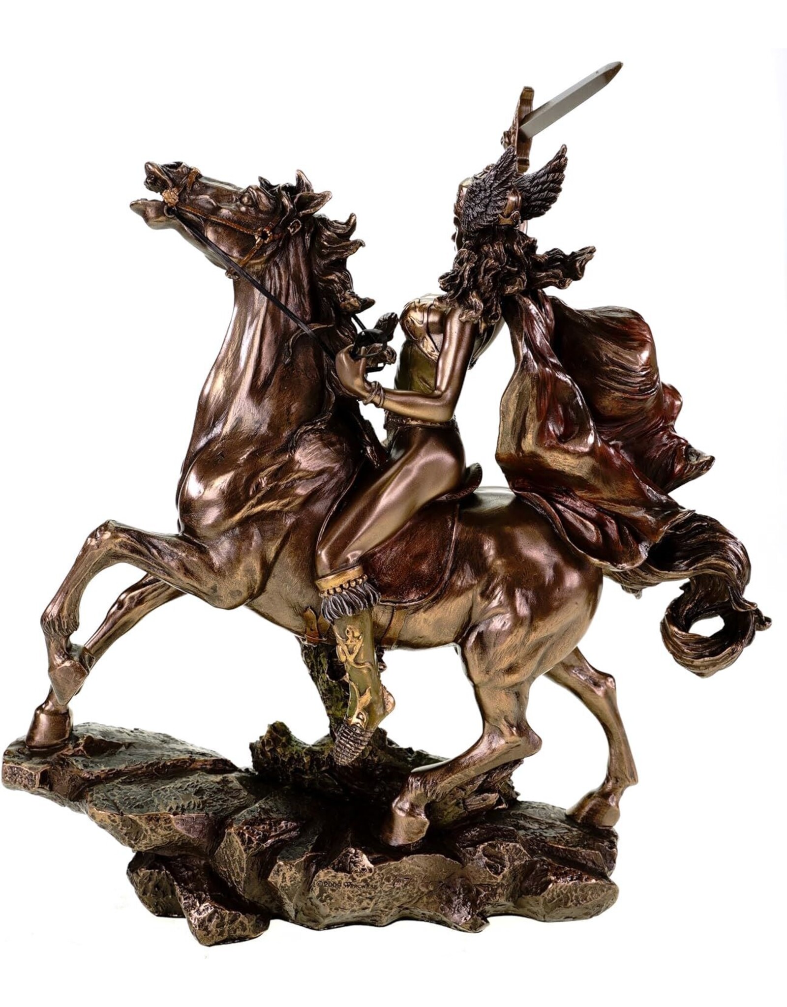 Veronese Design Giftware & Lifestyle - Valkyrie op paard met zwaard gebronsd  beeld Veronese Design