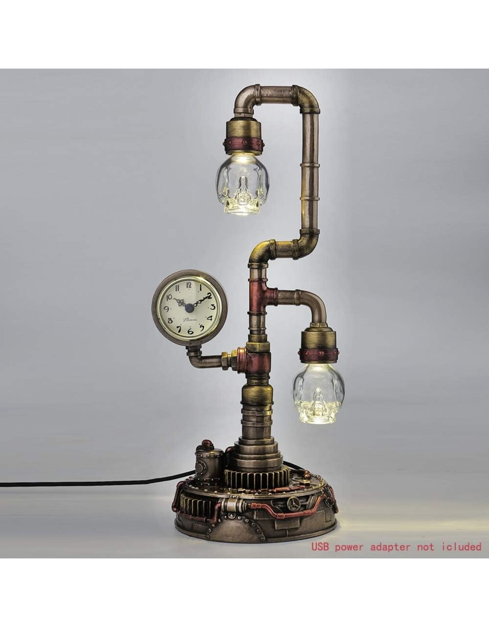 Veronese Design Giftware & Lifestyle - Steampunk Pipework Clock Led Bulp Veronese Design