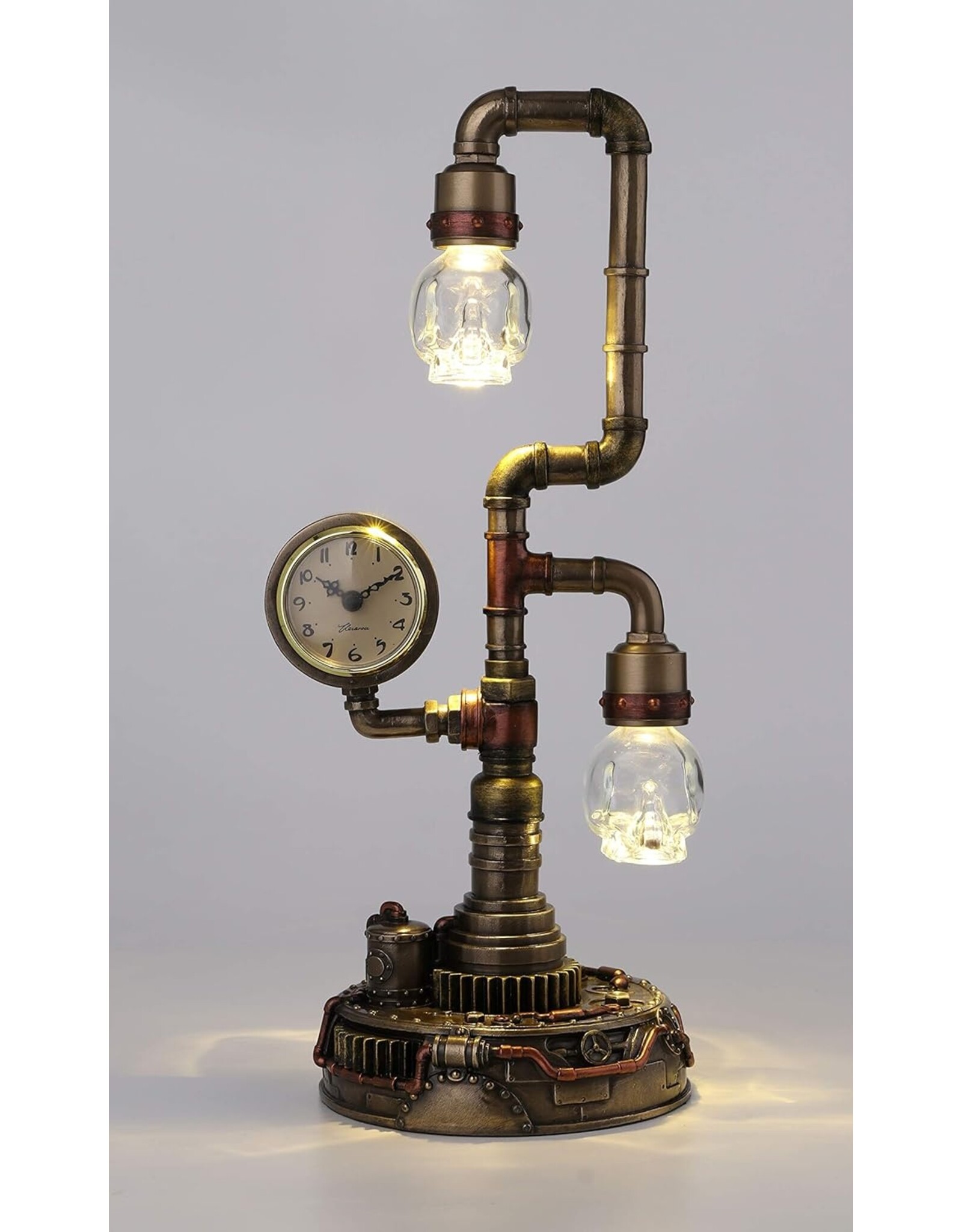 Veronese Design Giftware & Lifestyle - Steampunk Pipework Clock Led Bulp Veronese Design