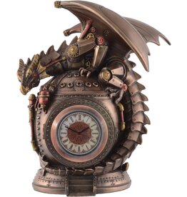 Veronese Design Steampunk Draak op de Tijdmachine met Klok Veronese Design