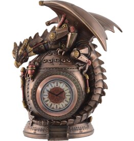 Veronese Design Steampunk Dragon on the Time Machine with Clock Veronese Design