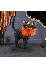 NemesisNow Giftware & Lifestyle -  Furdinand Black Cat with Oranje Feather Boa 23cm