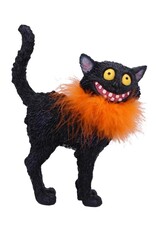 NemesisNow Giftware & Lifestyle -  Furdinand Black Cat with Oranje Feather Boa 23cm