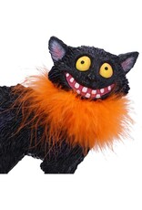 NemesisNow Giftware & Lifestyle -  Furdinand Black Cat with Oranje Feather Boa 23cm