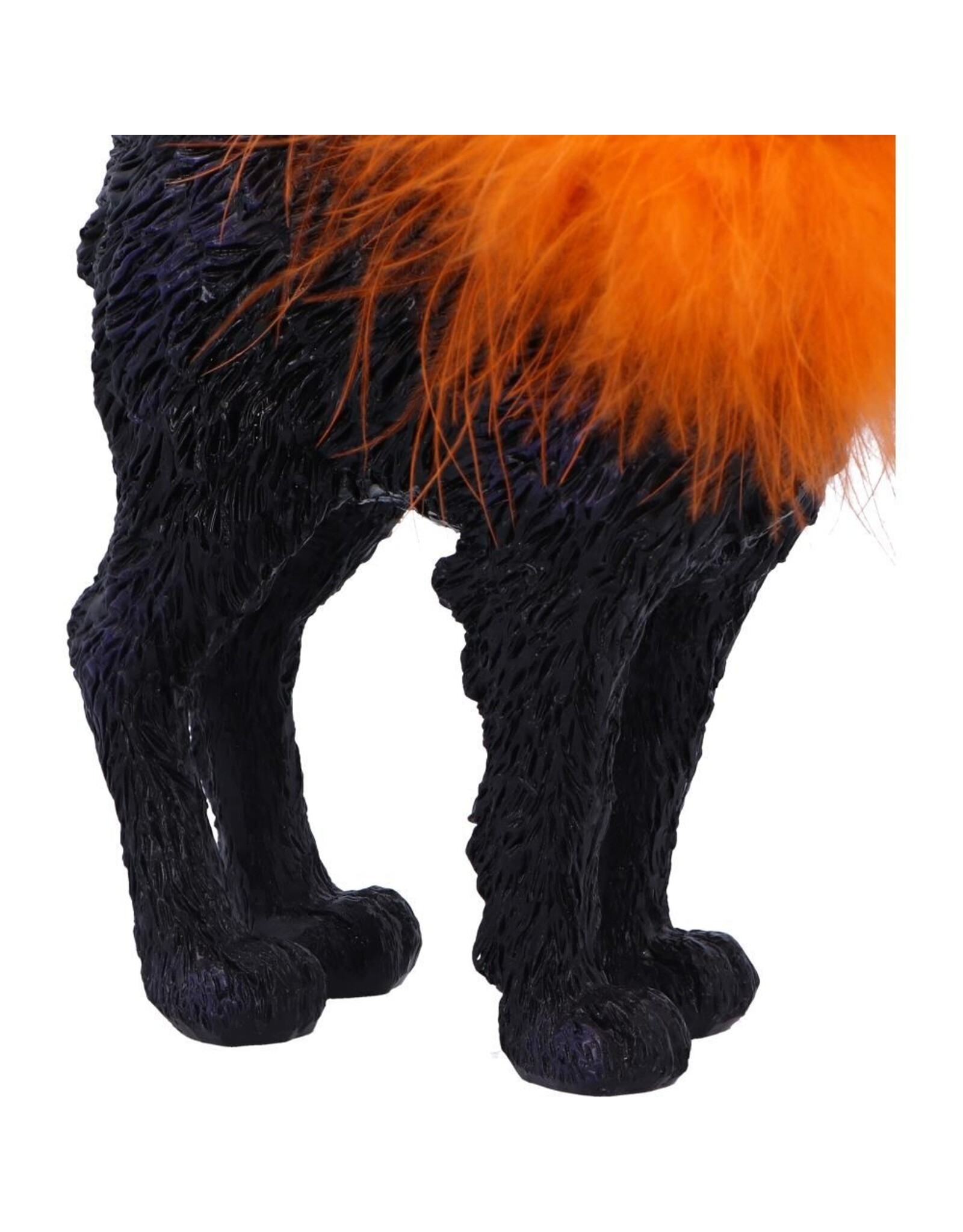 NemesisNow Giftware & Lifestyle -  Furdinand Black Cat with Oranje Feather Boa 23cm