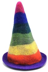 Trukado Miscellaneous - Felt pointed hat "Rainbow"- hand felted, 100% wool