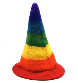 Trukado Felt pointed hat "Rainbow"- hand felted, 100% wool