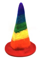 Trukado Miscellaneous - Felt pointed hat "Rainbow"- hand felted, 100% wool