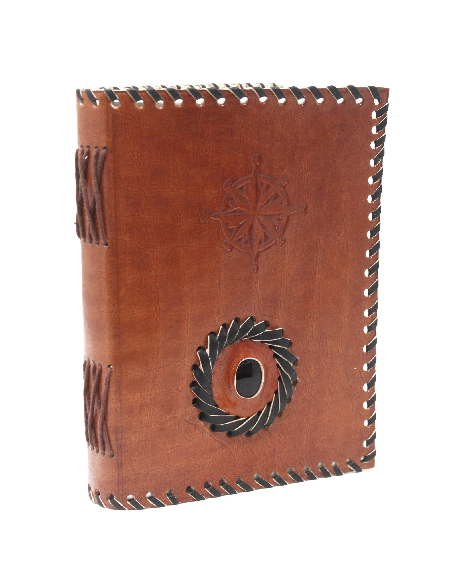AWG Miscellaneous - Leather Notebook with Black Onyx & Compass 17cm x 12 cm