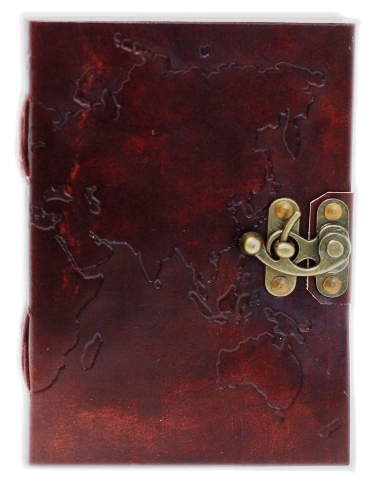 AWG Miscellaneous - Leren Notitieboek Wereldkaart 18x13cm