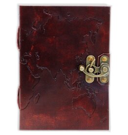 AWG Leather Notebook World Map 18x13cm