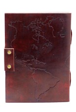 AWG Miscellaneous - Leather Notebook World Map 18x13cm