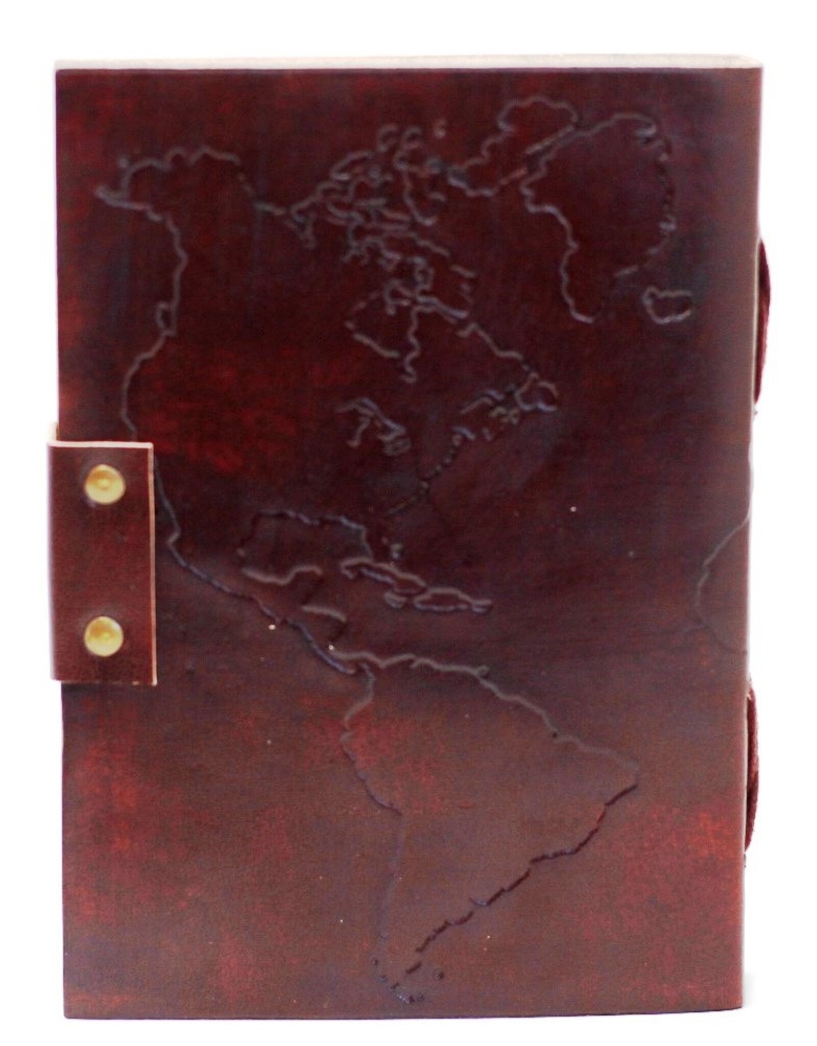 AWG Miscellaneous - Leren Notitieboek Wereldkaart 18x13cm