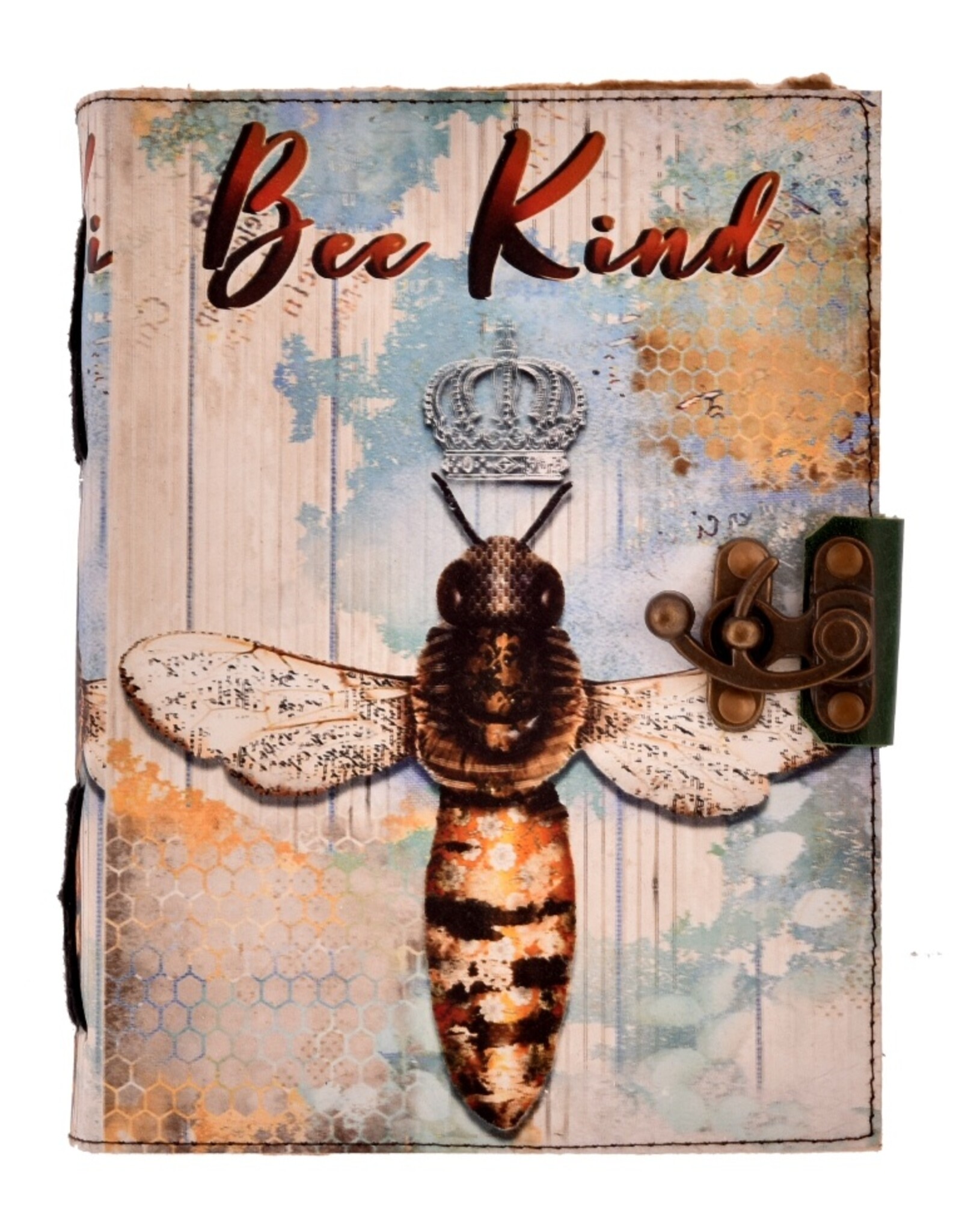 AWG Miscellaneous - Leather  Deckle-edge Notebook 'Bee Kind' 18x13cm