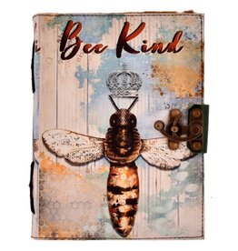 AWG Leren  Deckle-edge Notitieboek 'Bee Kind' 18x13cm