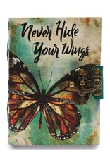 AWG Miscellaneous - Leren  Deckle-edge Notitieboek 'Never Hide Your Wings' 18x13cm