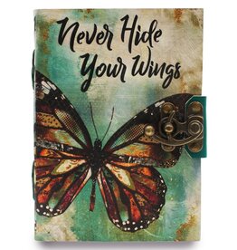 AWG Leather Notebook 'Never Hide Your Wings' 18x13cm