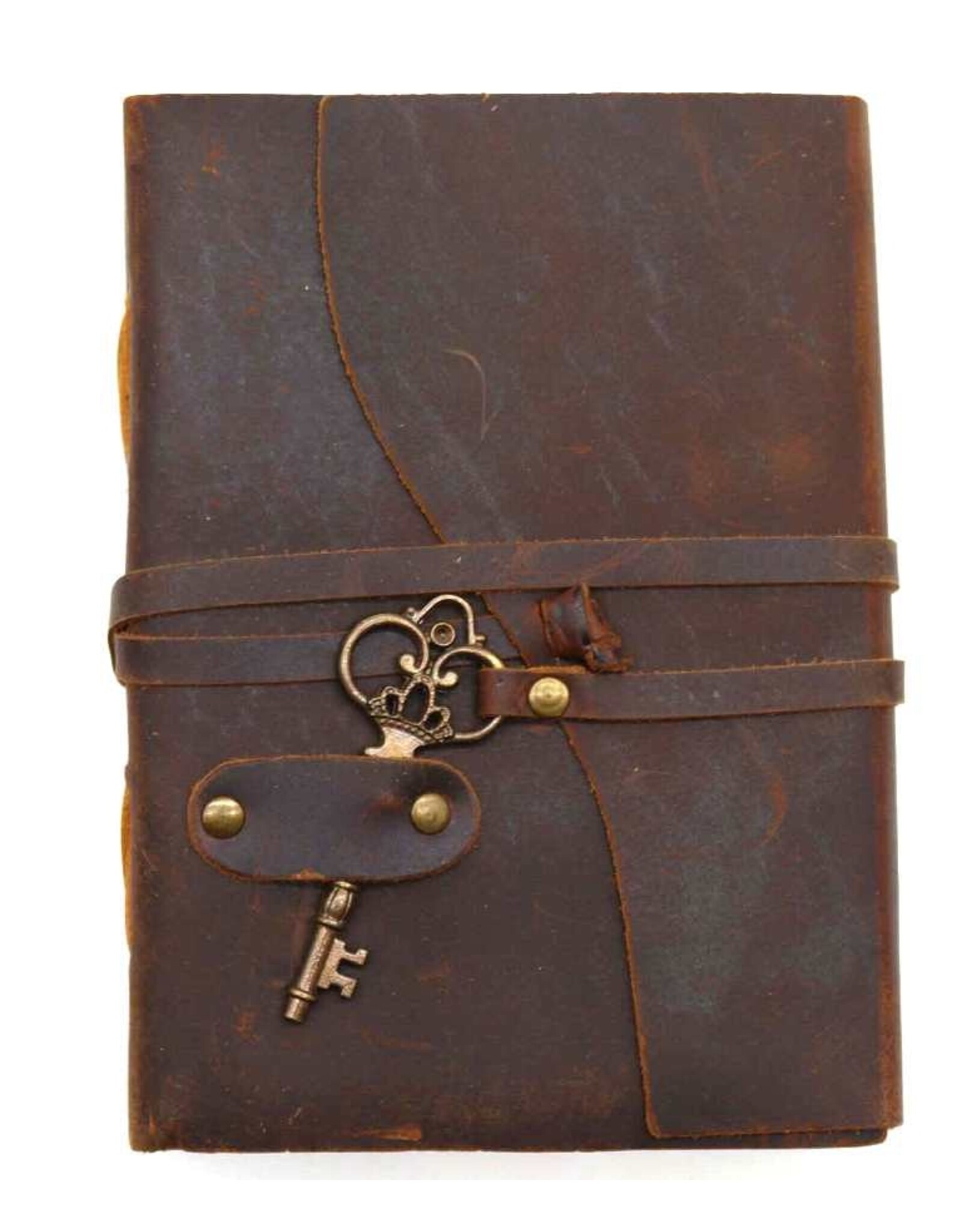 AWG Miscellaneous - Leren Deckle-edge Notitieboek met Sleutel 18x13cm