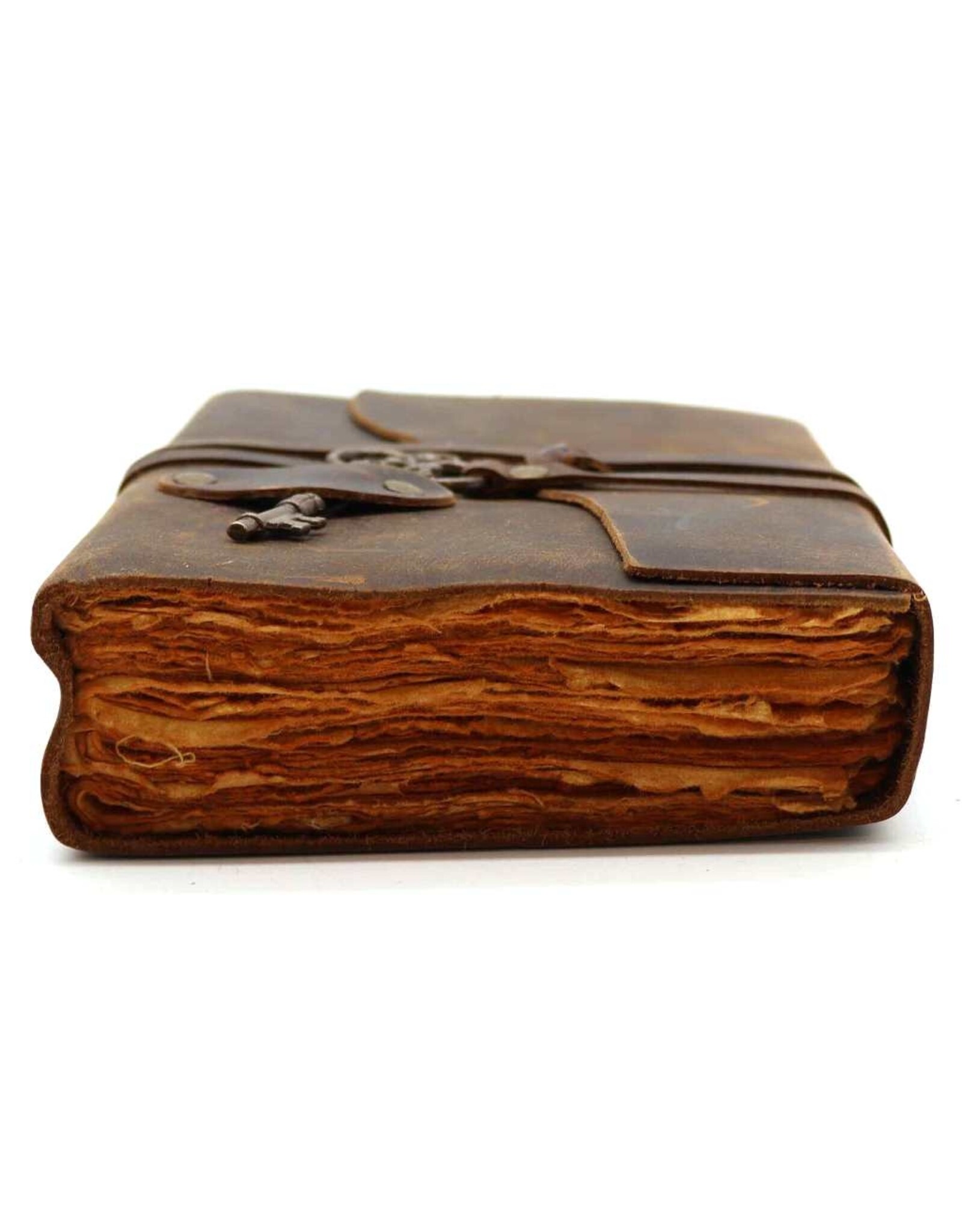 AWG Miscellaneous - Leather Deckle-edge Notebook with Key 18x13cm