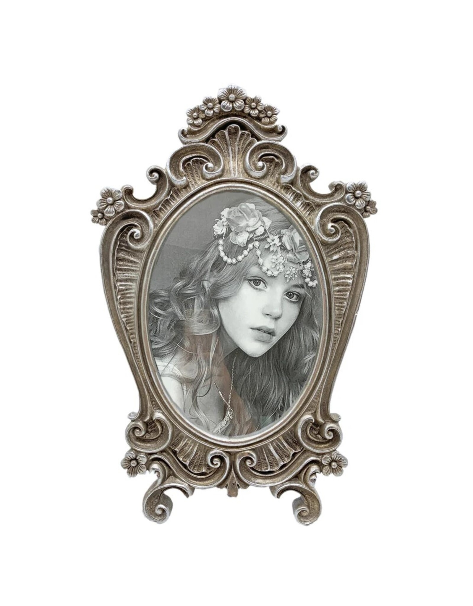 Trukado Miscellaneous - Photoframe Baroque Style Oval Silver