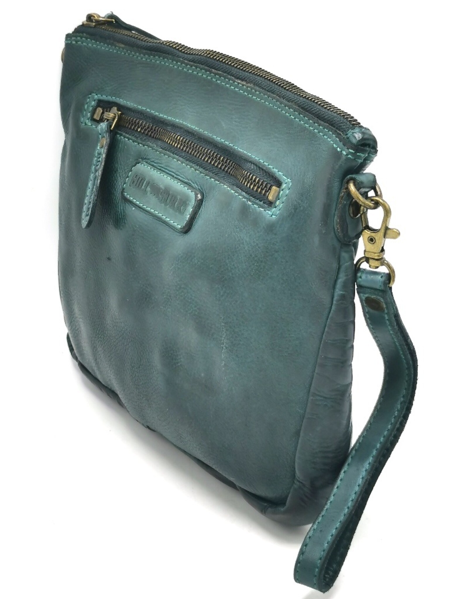 Hillburry Small leather bags, clutches and more - Hillburry Shoulder bag-clutch Washed Leather petroleum