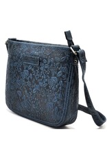 HillBurry Leather bags - Hillburry Shoulder Bag with Embossed Leaves Blue