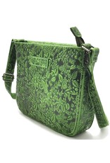 HillBurry Leather bags - Hillburry Shoulder Bag with Embossed Leaves green