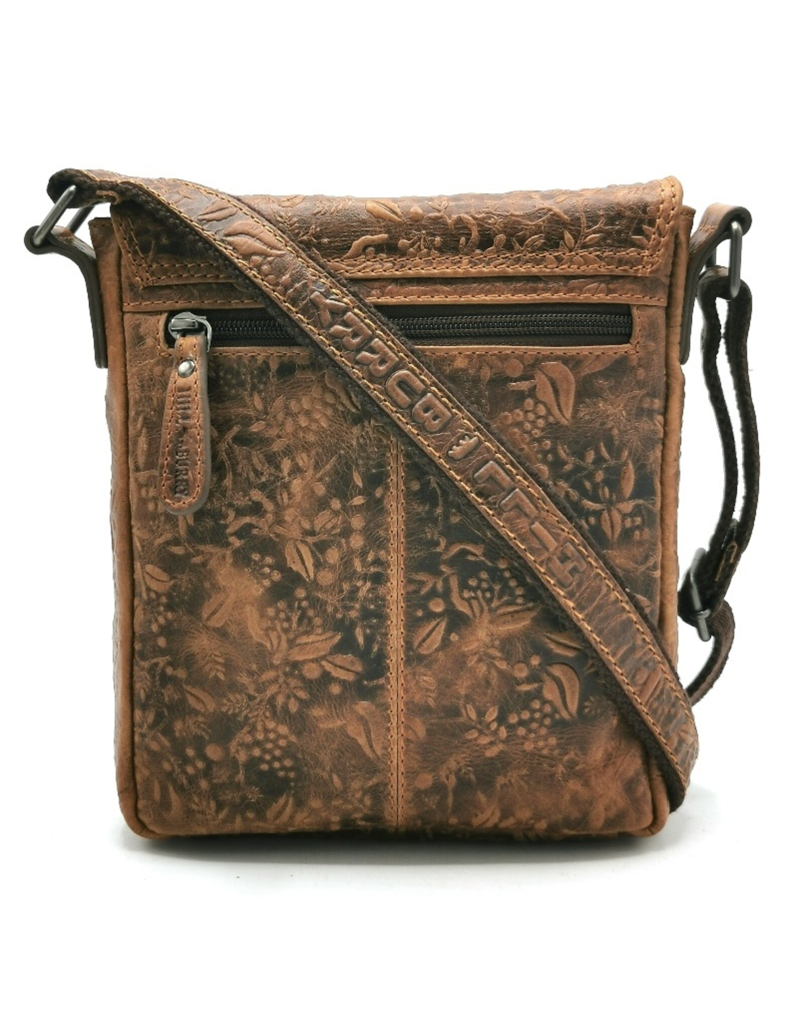 HillBurry Leather bags - HillBurry Shoulder Bag with Cover and Embossed Leaves