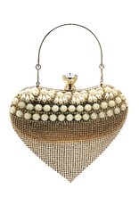 Trukado Fashion bags - Gala Purse - Evening Purse Heart Gold with Strasse