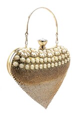 Trukado Fashion bags - Gala Purse - Evening Purse Heart Gold with Strasse