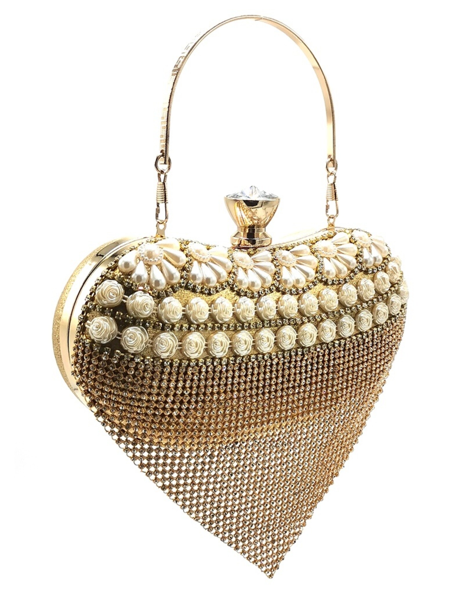 Trukado Fashion bags - Gala Purse - Evening Purse Heart Gold with Strasse