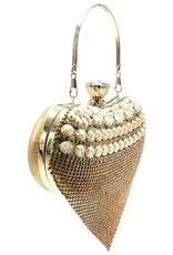 Trukado Modieuze tassen - Gala Tasje - Avondtasje Hart Goud met Strass