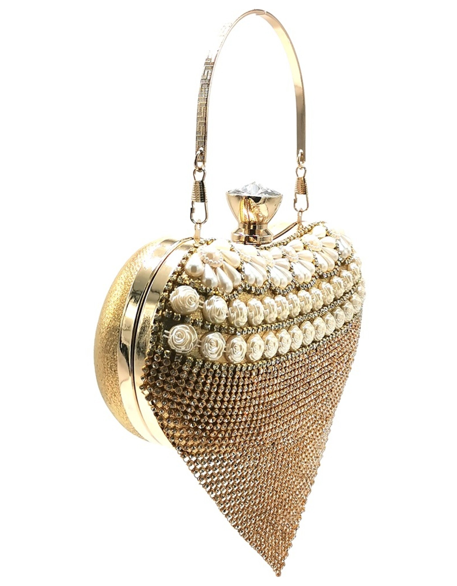 Trukado Fashion bags - Gala Purse - Evening Purse Heart Gold with Strasse