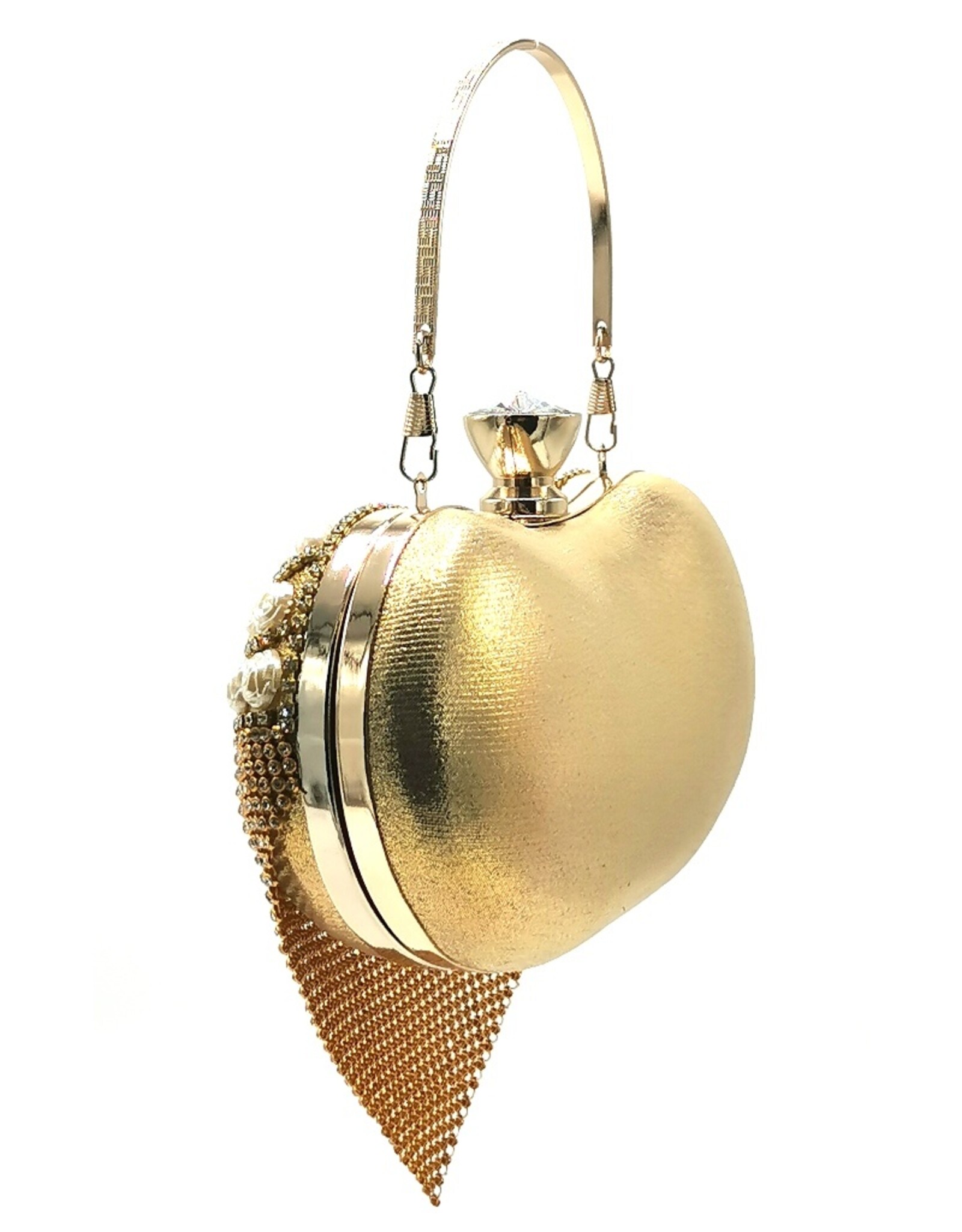 Trukado Modieuze tassen - Gala Tasje - Avondtasje Hart Goud met Strass