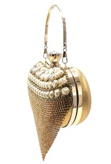 Trukado Modieuze tassen - Gala Tasje - Avondtasje Hart Goud met Strass