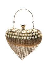 Trukado Modieuze tassen - Gala Tasje - Avondtasje Hart Goud met Strass