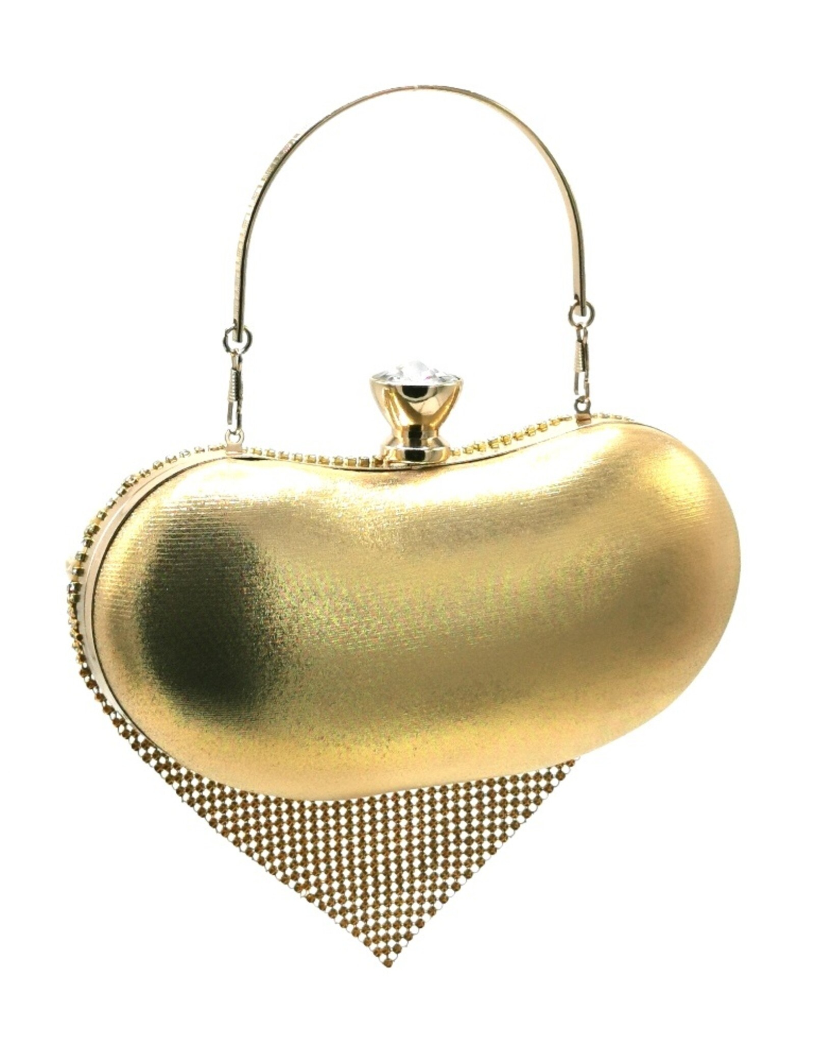 Trukado Modieuze tassen - Gala Tasje - Avondtasje Hart Goud met Strass