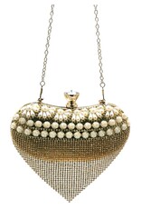 Trukado Modieuze tassen - Gala Tasje - Avondtasje Hart Goud met Strass