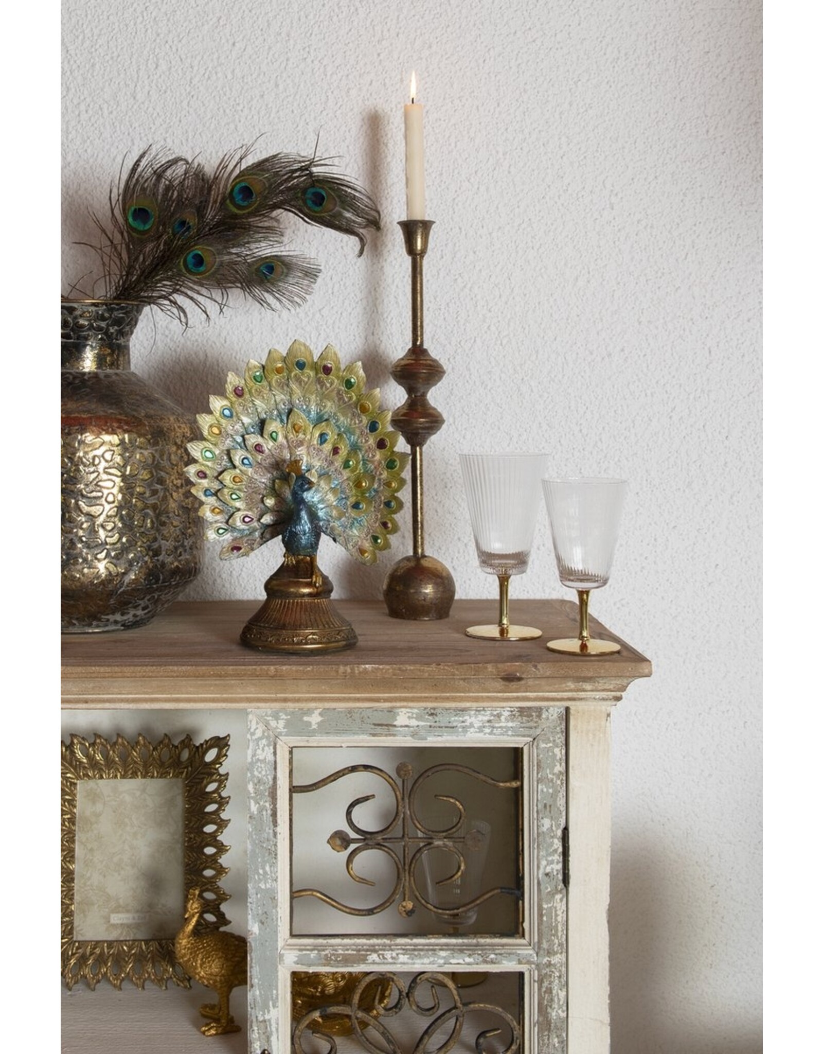C&E Giftware & Lifestyle - Pauw beeldje kleurrijke homedecoratie