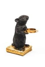 Trukado Giftware Figurines Collectables - Candlestick Black Mose on Golden Book 16cm