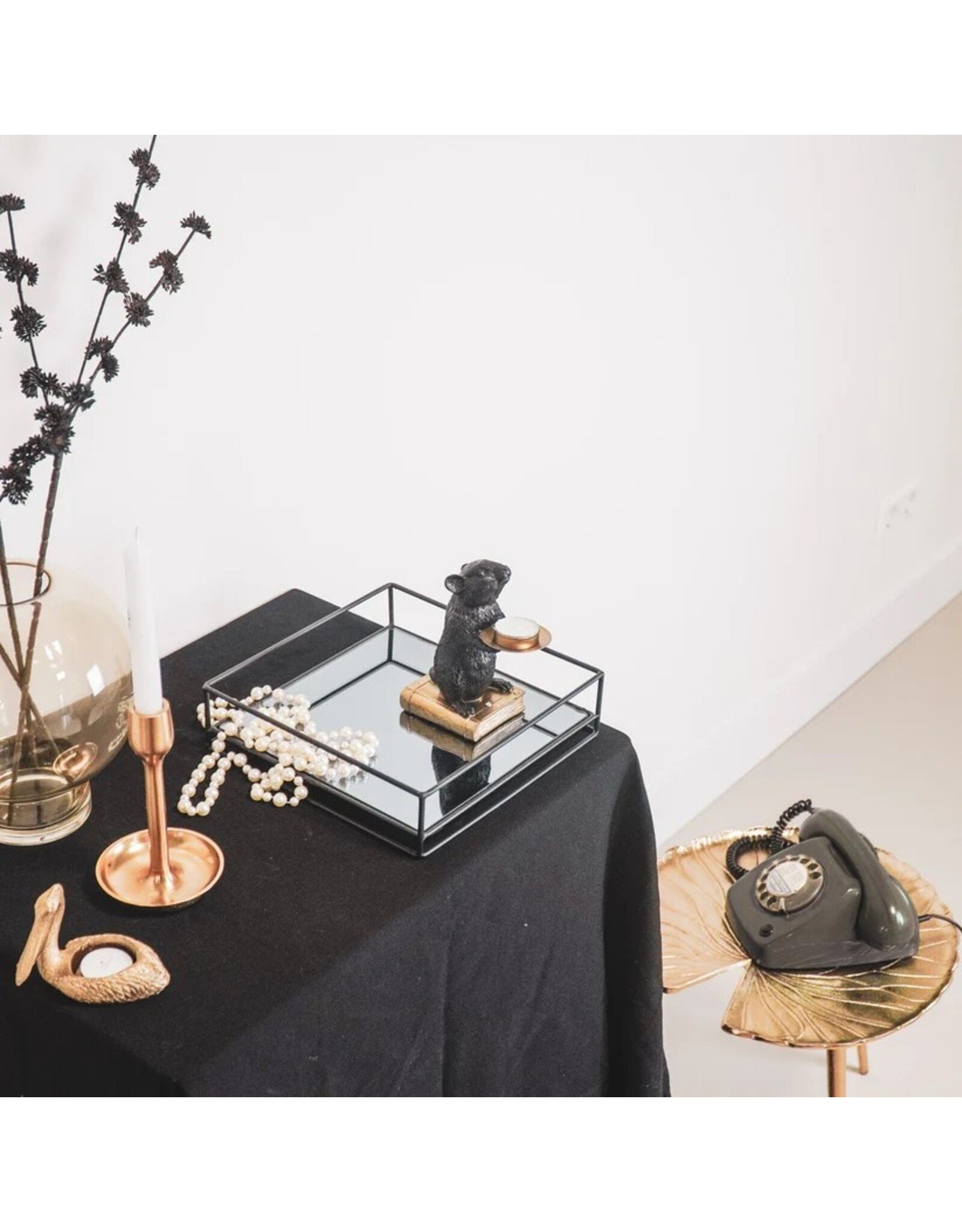 Trukado Giftware Beelden Collectables  - Kandelaar Zwarte Muis op Gouden Boek 16cm