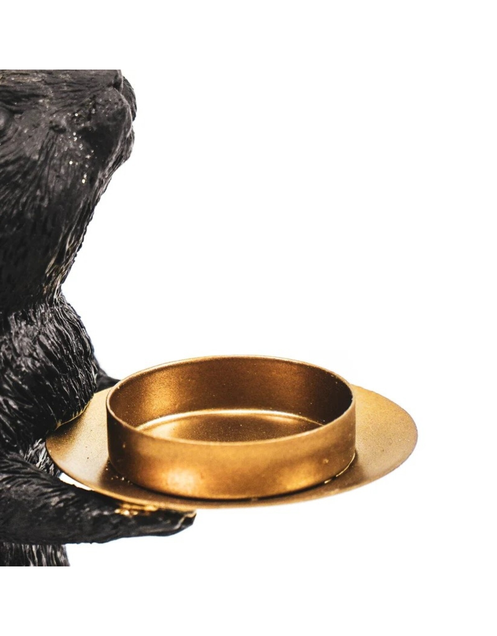 Trukado Giftware Beelden Collectables  - Kandelaar Zwarte Muis op Gouden Boek 16cm