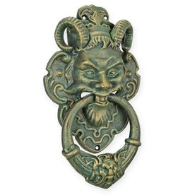Trukado Cast Iron Davil Face Knocker Patina green