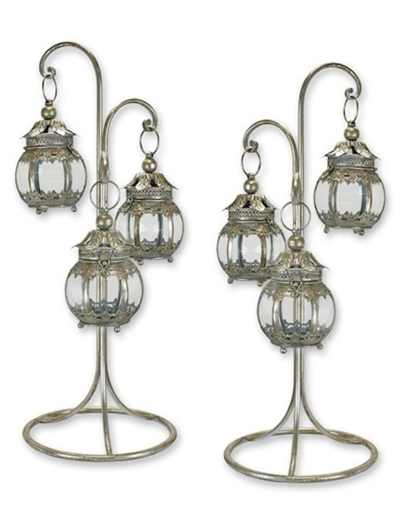 Trukado Miscellaneous - A Pair  of 3 Hanging Lanterns on Stand